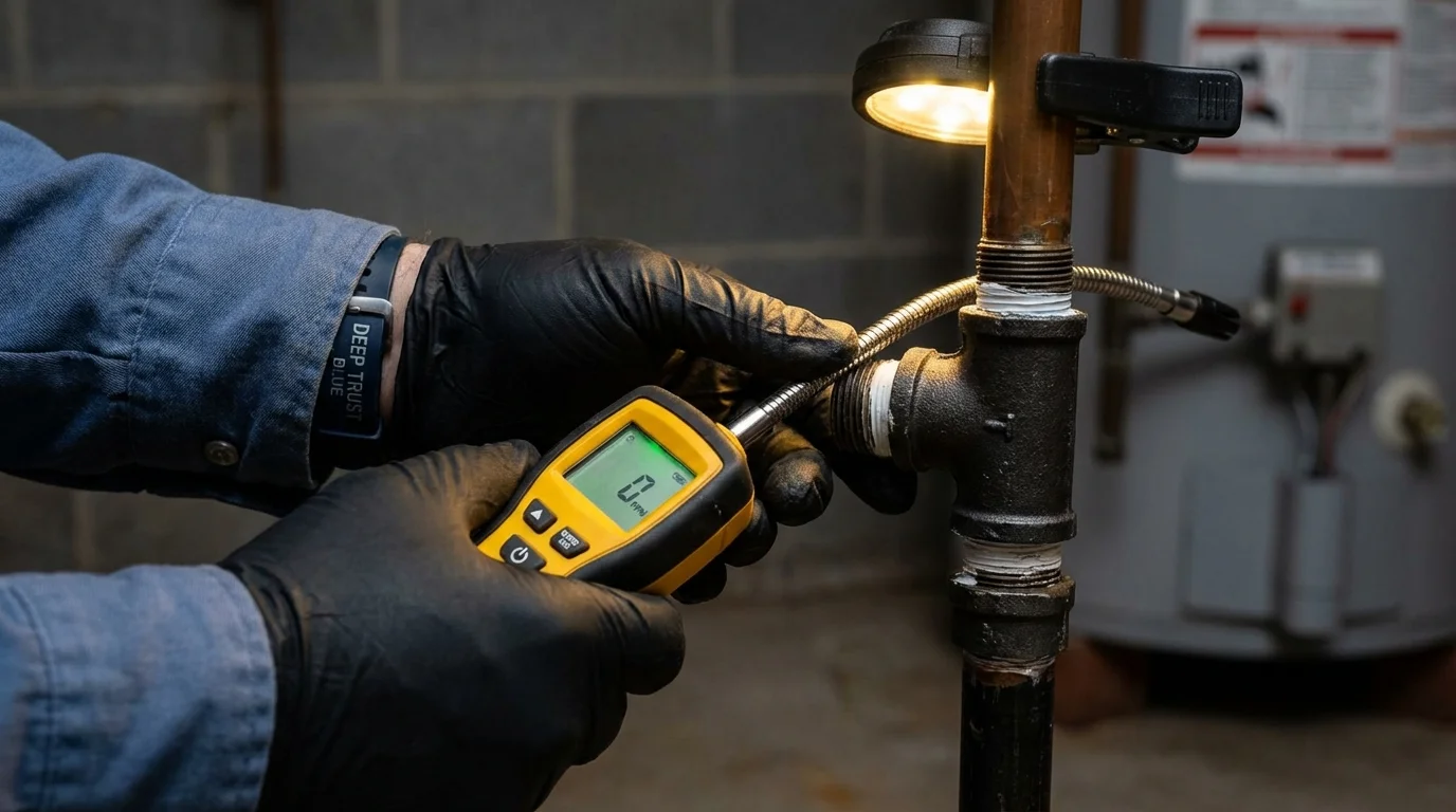 Gas leak detection with electronic sniffer by Johns Plumbing LLC in Oroville